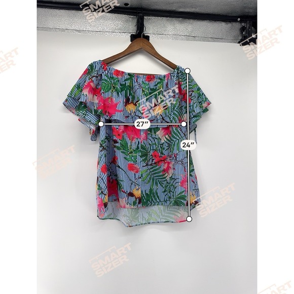 Charlie B Tropical Blouse Vacation Ruffle Resort Holiday Hawaii Cruise Summer XL - Picture 3 of 8